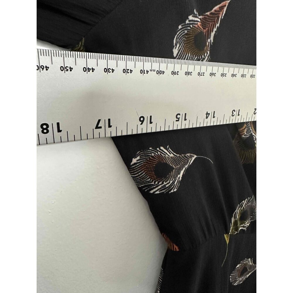 Madewell Dress Womens Size 00 Black Peacock Feathers Wrap A Line - Picture 6 of 11